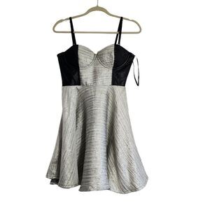 Mink Pink Mini L dress vegan leather shimmery Shimmery Bustier Bodice